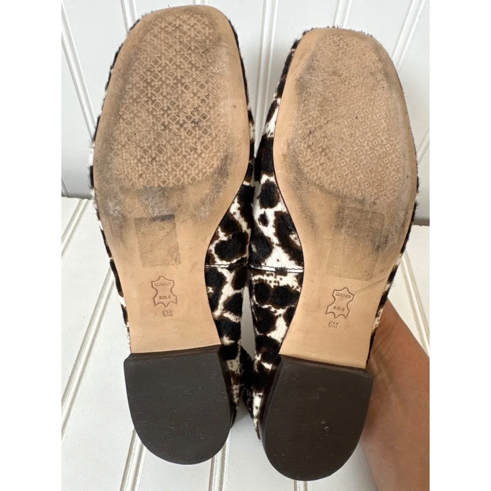 Tory Burch Metal Miller 15 mm Loafers Women 6M Brown Leopard Calf Hair Gold Logo